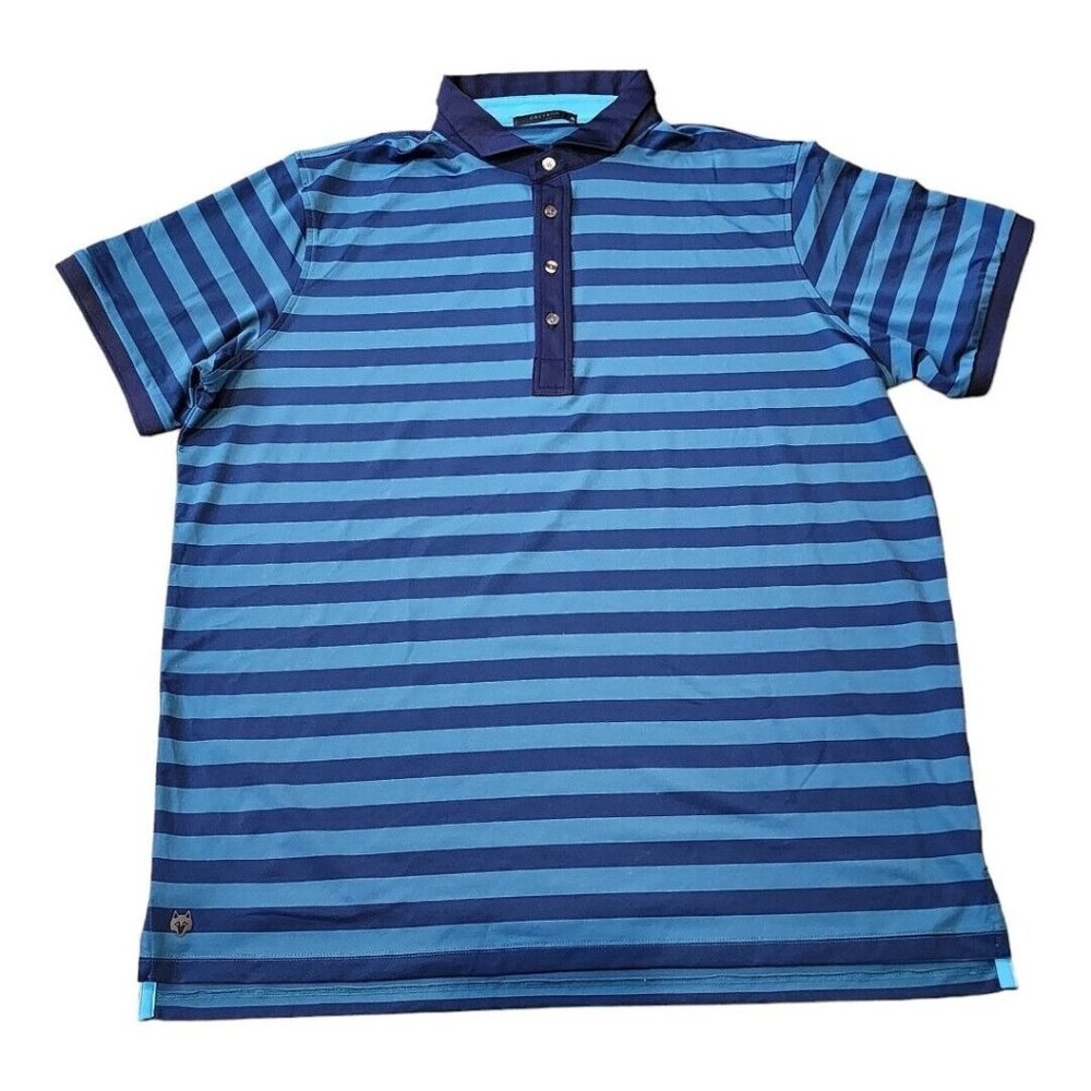 Greyson Polo Shirt Mens XL Blue Striped Short Sleeve Golf Performance NWOT‎
